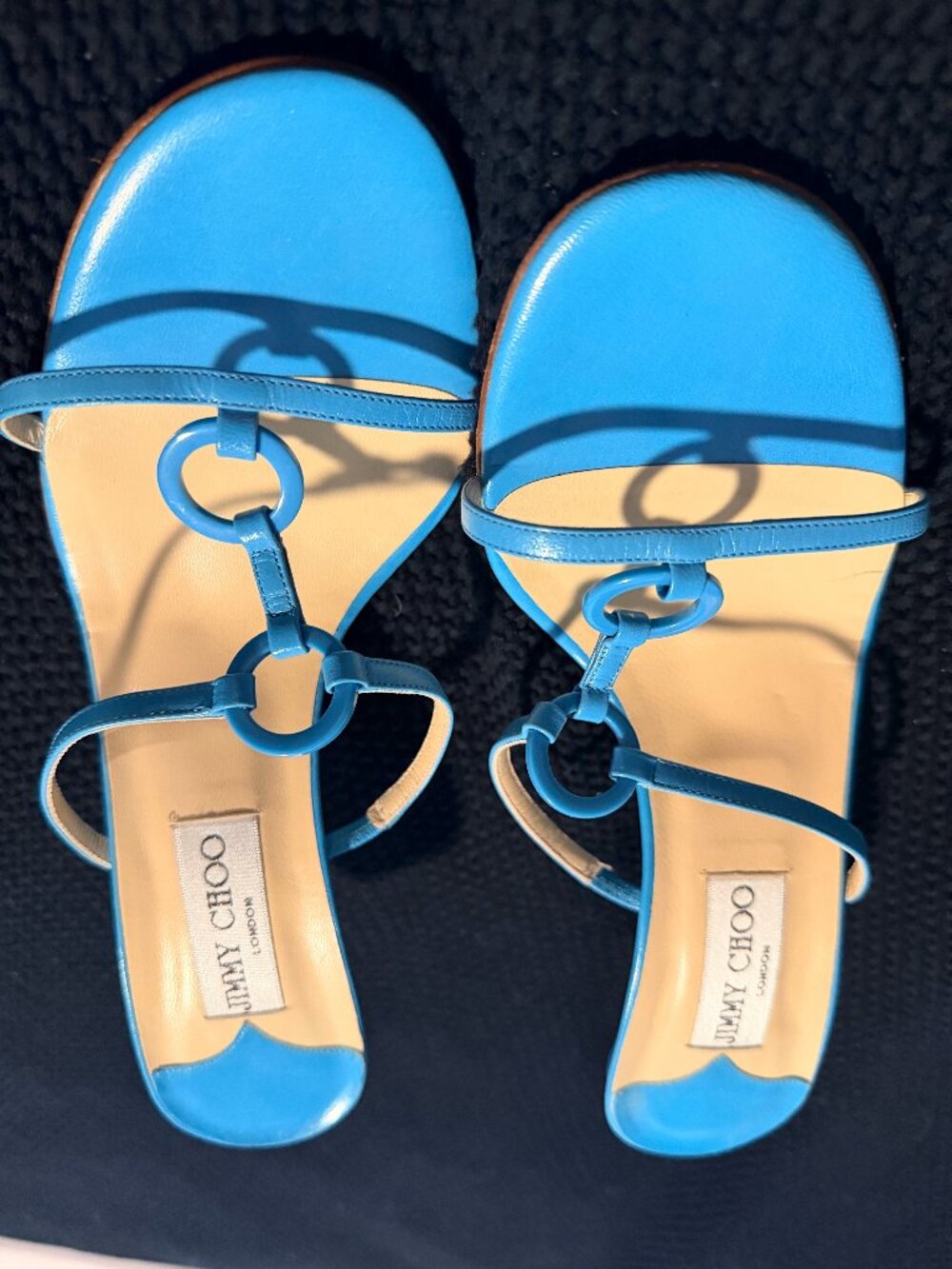 Jimmy Choo Turquoise Ring T-Strap Sandals 40.5